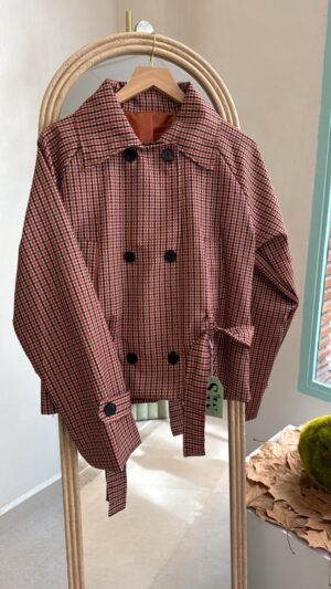 Chaqueta cuadros doble boton