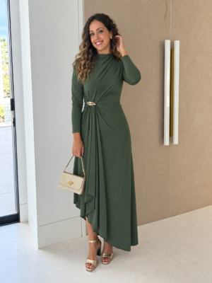 Vestido manga larga hebilla
