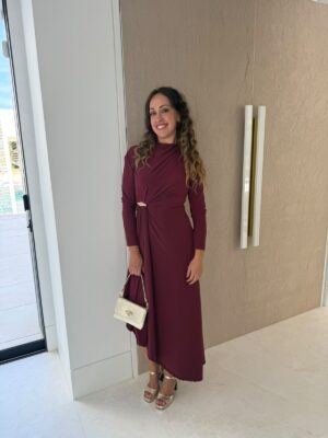 Vestido manga larga hebilla