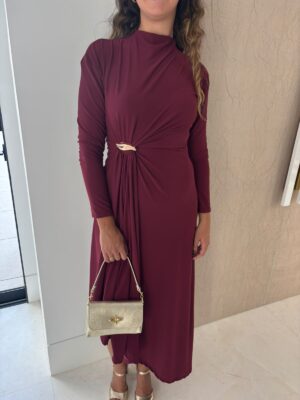 Vestido manga larga hebilla