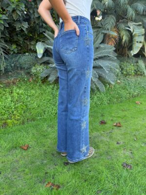 Pantalon vaquero estrellas brillantes lateral