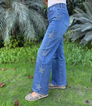 Pantalon vaquero estrellas brillantes lateral