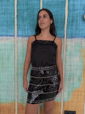 Top encaje seda