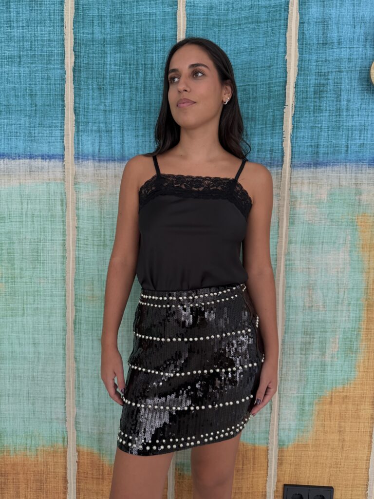 Top encaje seda