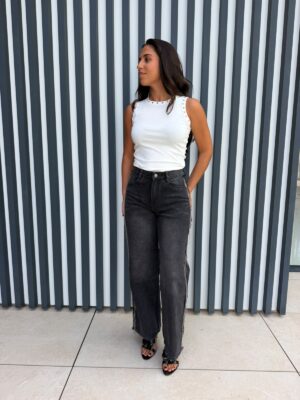 Pantalón vaquero flecos