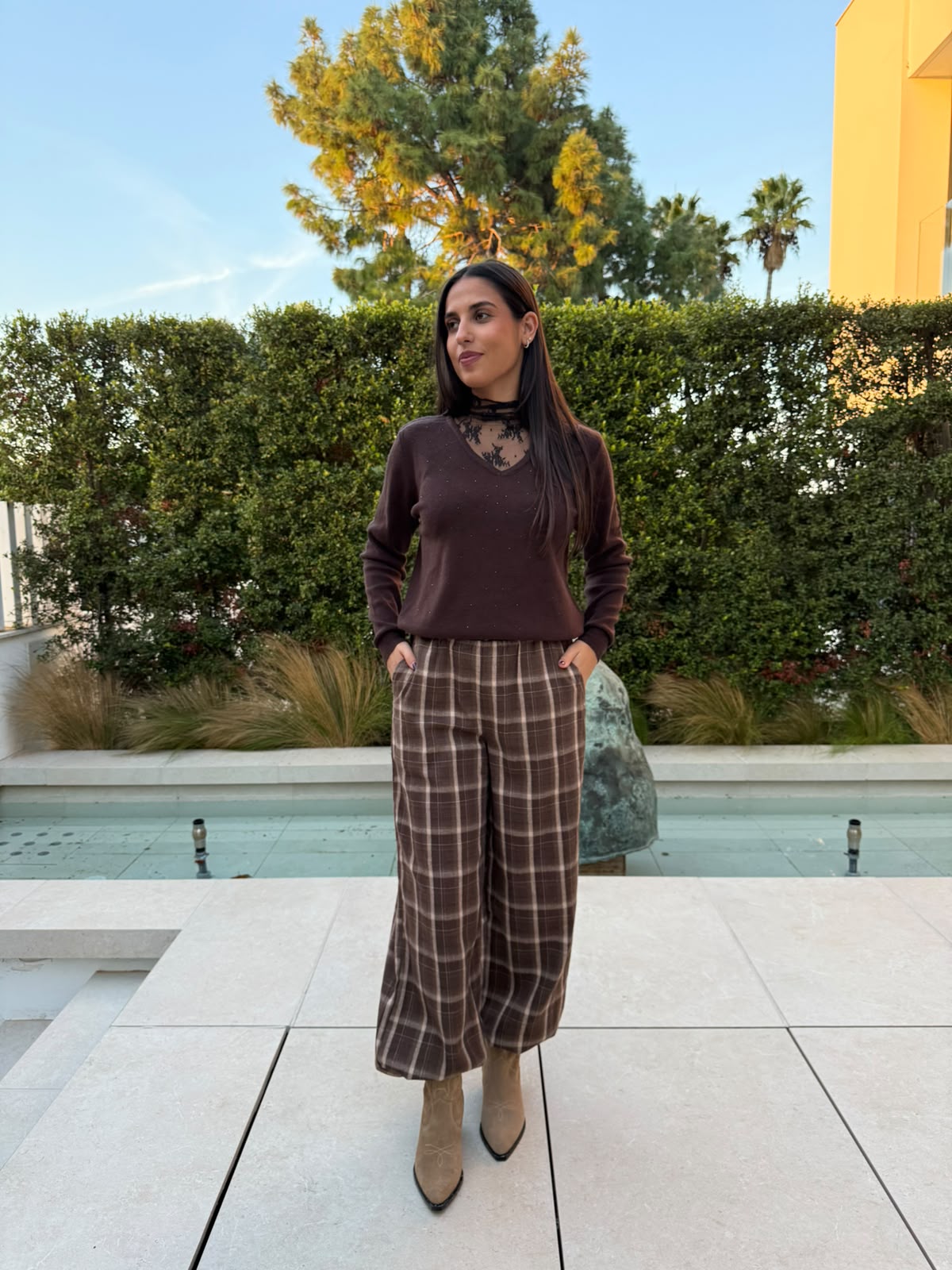 Pantalon bombacho cuadros