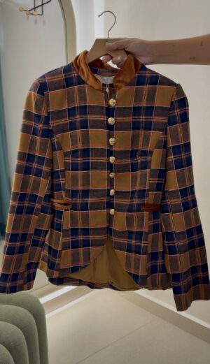Chaqueta cuadros terciopelo botones dorados